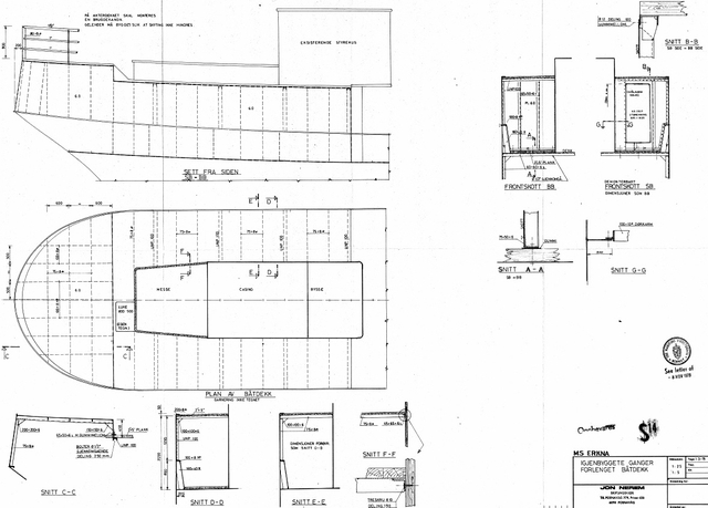 Igjenbyggete ganger forlenget båtdekk 1978